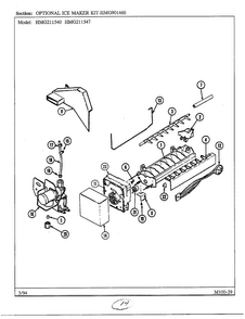 Optional Ice Maker Kit Diagram and Parts List for 211540  Admiral Refrigerator
