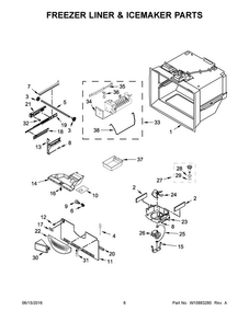 Freezer Liner & Icemaker Parts Diagram and Parts List for MBF1958FEH00  Maytag Refrigerator