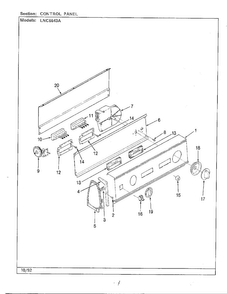 Control Panel Diagram and Parts List for 6643A REV D Norge Washer