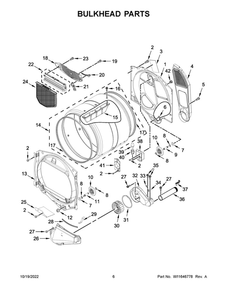 Bulkhead Parts Diagram and Parts List for YMED6230HW3  Maytag Dryer