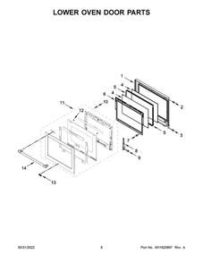 Lower Oven Door Parts Diagram and Parts List for MEW9627FZ20  Maytag Wall Oven