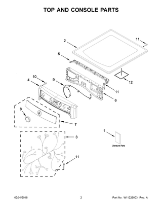 Top And Console Parts Diagram and Parts List for MGD8200FW1  Maytag Dryer
