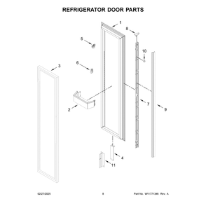 Refrigerator Door Parts Diagram and Parts List for JBRFL30IGX20  Jenn-Air Refrigerator