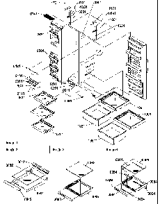 Refrigerator/freezer Shelves, Lights, And Hinges Diagram and Parts List for SGD521SW-P1197103WW  Amana Refrigerator