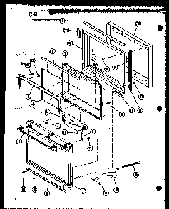Door Diagram and Parts List for RR-1010 P75414-4M Amana Microwave