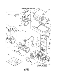 Vacuum Cleaner Diagram and Parts List for 11620812008  Kenmore Canister Vacuum