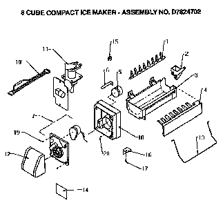 Icemaker Compact Diagram and Parts List for TX18R-P1158412W  Amana Refrigerator