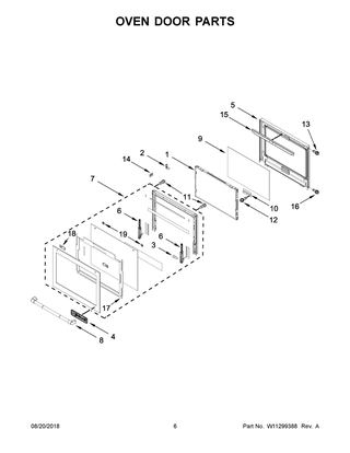 Oven Door Parts Diagram and Parts List for JJW2430DP03  Maytag Wall Oven