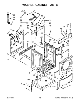 Washer Cabinet Parts Diagram and Parts List for MLE22PDAGW0  Maytag Washer Dryer Combo