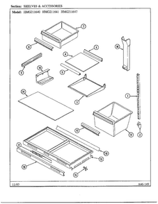 Shelves And Accessories Diagram and Parts List for 211640  Admiral Refrigerator