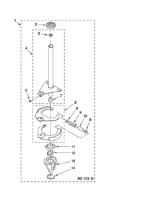 Brake And Drive Tube Parts Diagram and Parts List for 4KMTW5955TW1  Maytag Washer