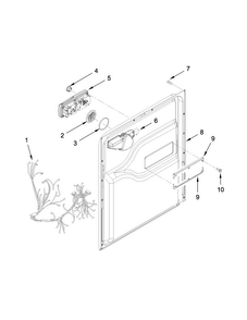 Door And Latch Parts Diagram and Parts List for MDBH980AWS1  Maytag Dishwasher