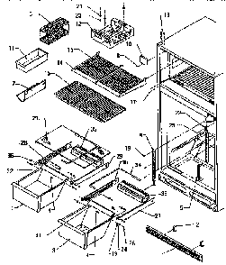 Cabinet Shelving Diagram and Parts List for TX18R-P1158412W  Amana Refrigerator