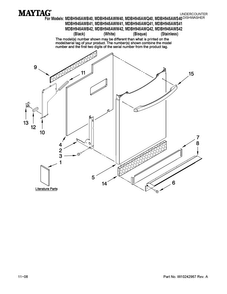 Door And Panel Parts Diagram and Parts List for MDBH945AWB42  Maytag Dishwasher