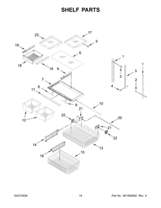 Shelf Parts Diagram and Parts List for ABB1924BRM05  Amana Refrigerator
