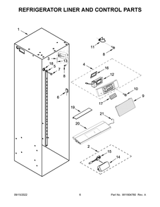 Refrigerator Liner And Control Parts Diagram and Parts List for JBSFS42NMX00  Jenn-Air Refrigerator
