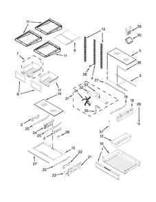 Shelf Parts Diagram and Parts List for MFT2976AEW00  Maytag Refrigerator