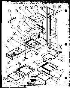 Refrigerator Shelving And Drawers Diagram and Parts List for SZDE27MPL-P1124403WL  Amana Refrigerator