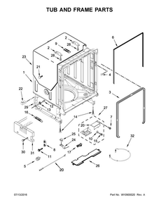 Tub And Frame Parts Diagram and Parts List for MDB7949SDZ0  Maytag Dishwasher