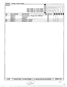 Fresh Food Door Page 3 Diagram and Parts List for 19163-0A  Admiral Refrigerator