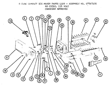 Icemaker Compact Diagram and Parts List for BW20K-P7812501W  Amana Refrigerator