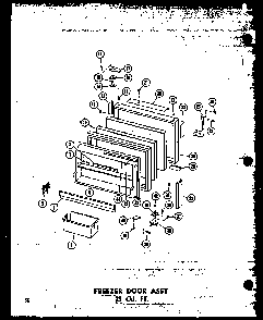 Freezer Door Assy 23 Cu. Ft. Diagram and Parts List for T16W-P60303-8W  Amana Refrigerator