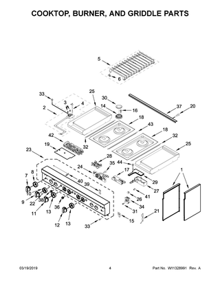 Cooktop, Burner, And Griddle Parts Diagram and Parts List for JDRP848HM00  Maytag Range