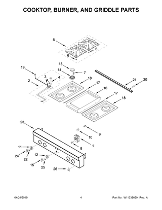 Cooktop, Burner, And Griddle Parts Diagram and Parts List for JGCP536HL00  Maytag Cooktop