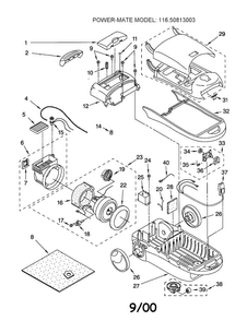 Vacuum Cleaner Diagram and Parts List for 11620813003  Kenmore Canister Vacuum