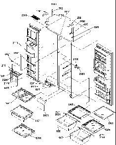 Refrigerator/freezer Shelves, Lights, And Hinges Diagram and Parts List for SRD520SW-P1186302WW  Amana Refrigerator
