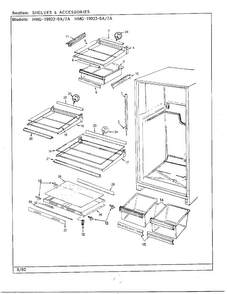 Shelves & Accessories Diagram and Parts List for 19922-7A  Admiral Refrigerator