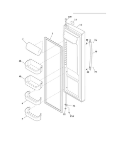 Refrigerator Door Diagram and Parts List for CRSH266MW3  Crosley Refrigerator