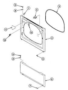Front Assy Diagram and Parts List for SSEZ17WF1500  Speed Queen Dryer