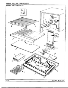 Freezer Compartment Diagram and Parts List for 19924-0A  Admiral Refrigerator