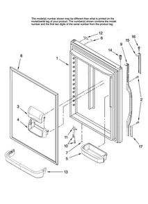 Refrigerator Door Parts Diagram and Parts List for CB19G6W14  Crosley Refrigerator