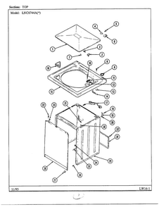 Top Diagram and Parts List for 6744B  Norge Washer