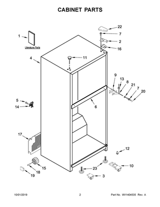 Cabinet Parts Diagram and Parts List for MRT118FFFZ05  Maytag Refrigerator