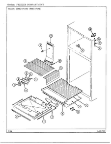 Freezer Compartment Diagram and Parts List for 191457  Admiral Refrigerator