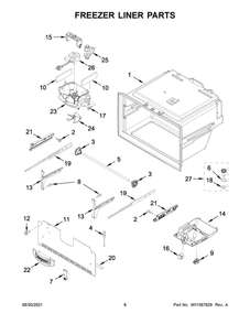 Freezer Liner Parts Diagram and Parts List for MFI2269FRB05  Maytag Refrigerator