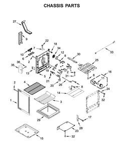 Chassis Parts Diagram and Parts List for YMER8800FZ1  Maytag Range