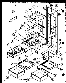 Refrigerator Shelving And Drawers Diagram and Parts List for 36501W-P1121705WW  Amana Refrigerator
