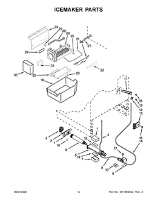 Icemaker Parts Diagram and Parts List for JUCFP242HX01  Maytag Wine and Beverage Cooler