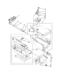 Dispenser Parts Diagram and Parts List for MHWE400WR00  Maytag Washer