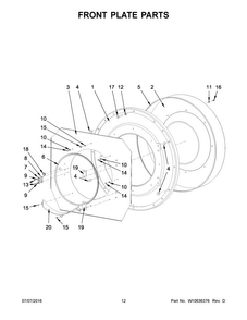 Front Plate Parts Diagram and Parts List for MFS180PAVS  Maytag Washer