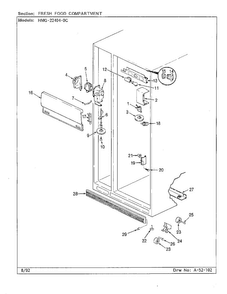 Fresh Food Compartment Diagram and Parts List for 22404-0C  Admiral Refrigerator
