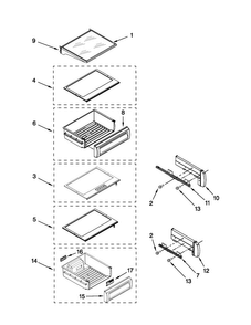 Refrigerator Shelf Parts Diagram and Parts List for JS48NXFXDW03  Jenn-Air Refrigerator