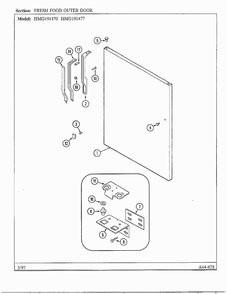 Fresh Food Outer Door Diagram and Parts List for HMG191470  Admiral Refrigerator