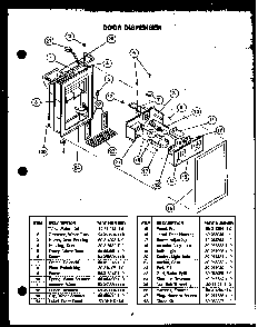 Door Dispenser Diagram and Parts List for GFD240 MN04 Caloric Refrigerator