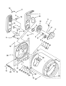 Bulkhead Parts Diagram and Parts List for MGDC200XW2  Maytag Dryer