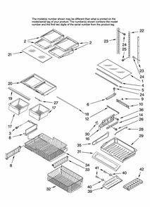 Shelf Parts Diagram and Parts List for G32526PEKB12  Maytag Refrigerator